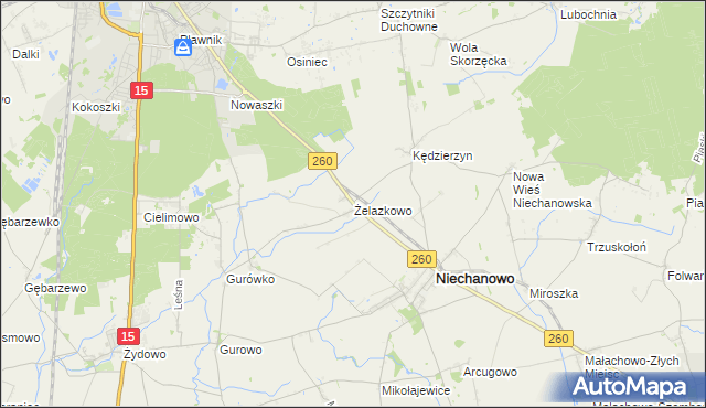 mapa Żelazkowo gmina Niechanowo, Żelazkowo gmina Niechanowo na mapie Targeo