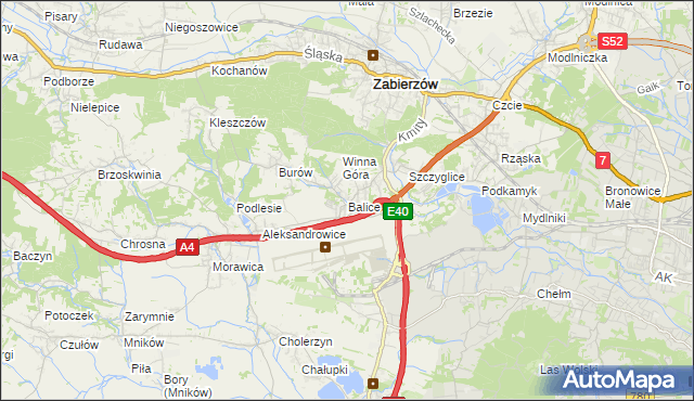 mapa Balice gmina Zabierzów, Balice gmina Zabierzów na mapie Targeo