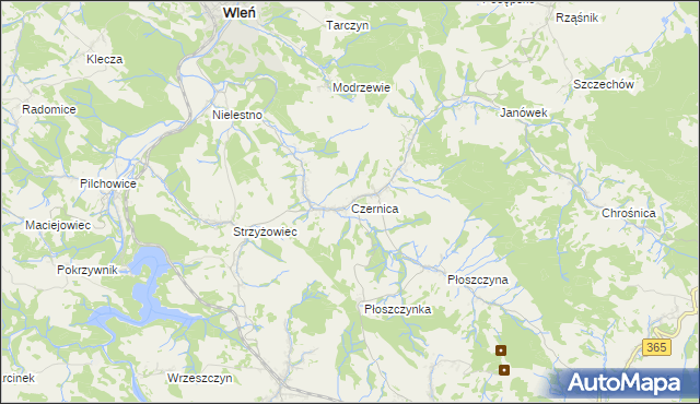 mapa Czernica gmina Jeżów Sudecki, Czernica gmina Jeżów Sudecki na mapie Targeo