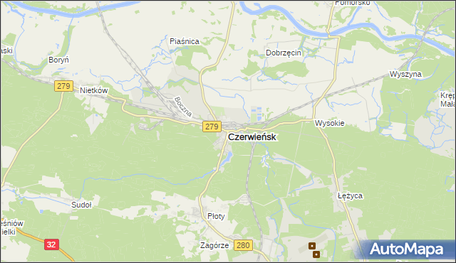 mapa Czerwieńsk, Czerwieńsk na mapie Targeo