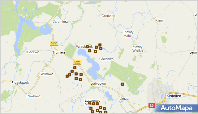 mapa Galinowo, Galinowo na mapie Targeo