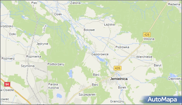 mapa Gąsiorowice, Gąsiorowice na mapie Targeo