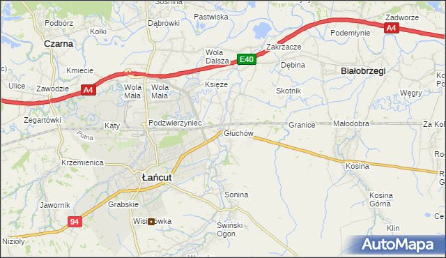 mapa Głuchów gmina Łańcut, Głuchów gmina Łańcut na mapie Targeo