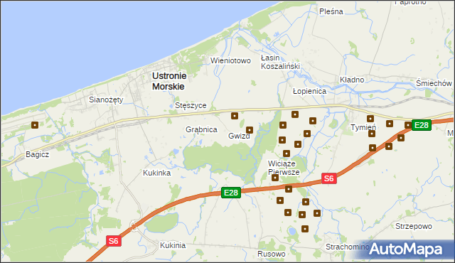 mapa Gwizd, Gwizd na mapie Targeo