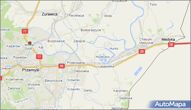 mapa Hureczko, Hureczko na mapie Targeo