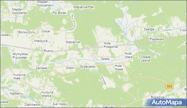 mapa Huta Krzeszowska, Huta Krzeszowska na mapie Targeo