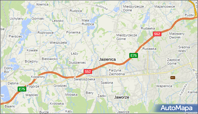 mapa Jasienica powiat bielski, Jasienica powiat bielski na mapie Targeo