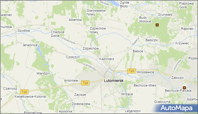 mapa Kazimierz gmina Lutomiersk, Kazimierz gmina Lutomiersk na mapie Targeo
