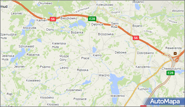 mapa Kielno gmina Szemud, Kielno gmina Szemud na mapie Targeo