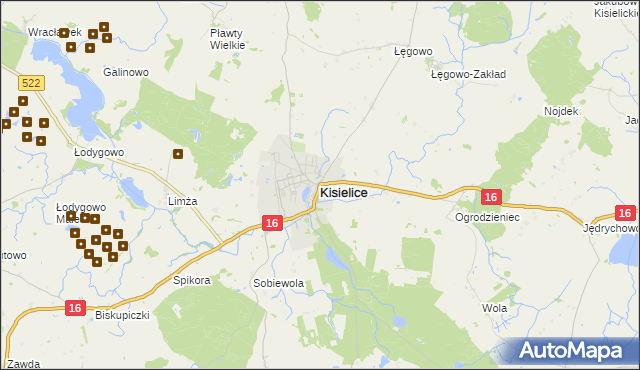 mapa Kisielice, Kisielice na mapie Targeo