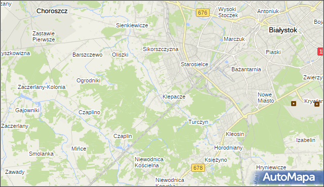 mapa Klepacze gmina Choroszcz, Klepacze gmina Choroszcz na mapie Targeo