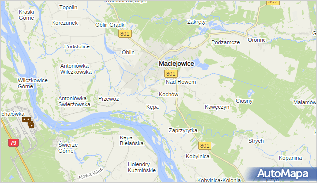 mapa Kochów gmina Maciejowice, Kochów gmina Maciejowice na mapie Targeo