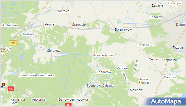 mapa Konstantynów gmina Lelów, Konstantynów gmina Lelów na mapie Targeo