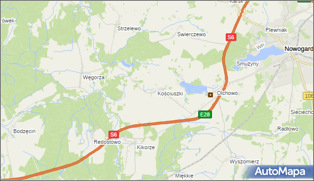 mapa Kościuszki gmina Osina, Kościuszki gmina Osina na mapie Targeo