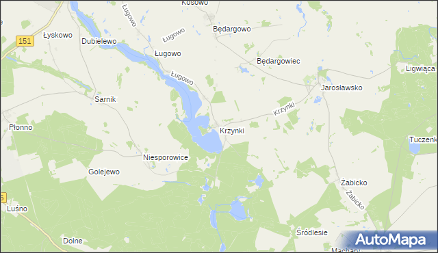 mapa Krzynki, Krzynki na mapie Targeo