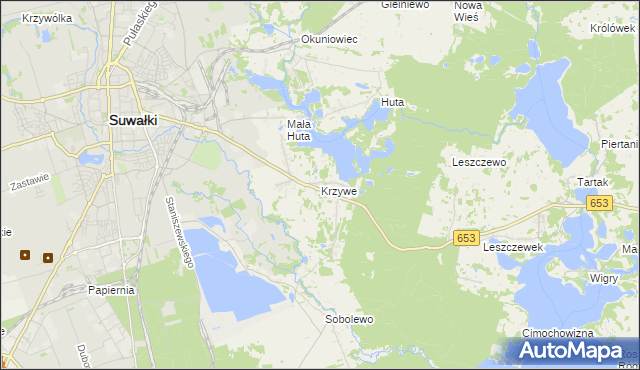 mapa Krzywe gmina Suwałki, Krzywe gmina Suwałki na mapie Targeo