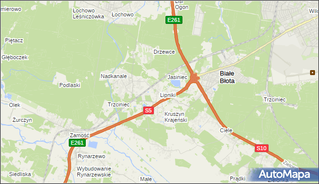 mapa Lipniki gmina Białe Błota, Lipniki gmina Białe Błota na mapie Targeo