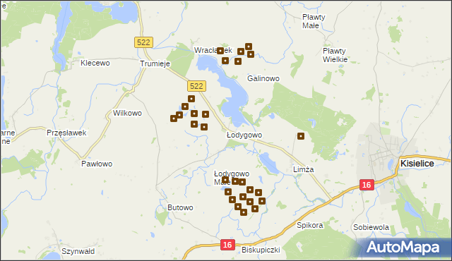 mapa Łodygowo gmina Kisielice, Łodygowo gmina Kisielice na mapie Targeo