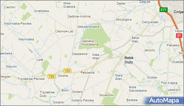 mapa Mała Wieś gmina Belsk Duży, Mała Wieś gmina Belsk Duży na mapie Targeo
