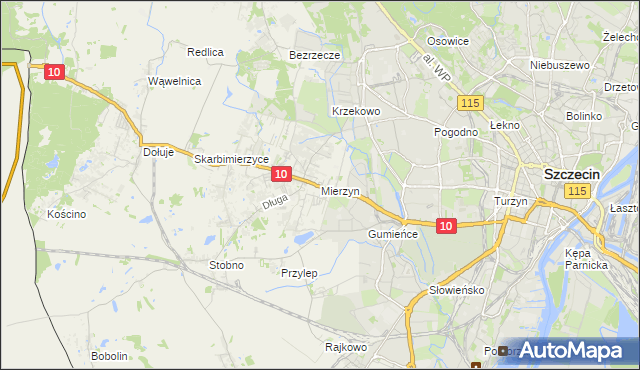 mapa Mierzyn gmina Dobra (Szczecińska), Mierzyn gmina Dobra (Szczecińska) na mapie Targeo