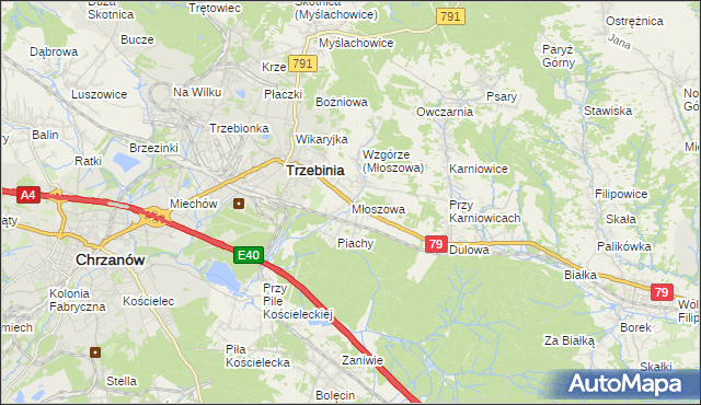 mapa Młoszowa, Młoszowa na mapie Targeo