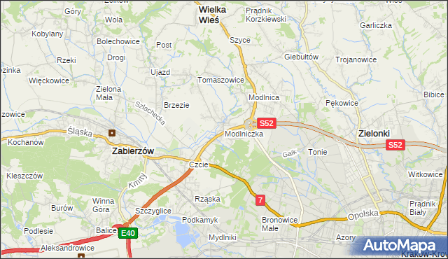 mapa Modlniczka, Modlniczka na mapie Targeo