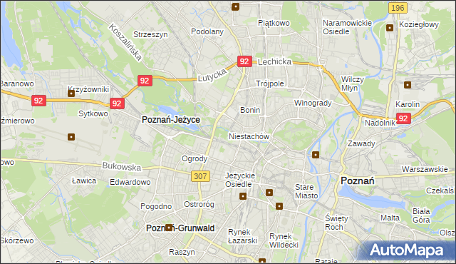 mapa Niestachów gmina Poznań, Niestachów gmina Poznań na mapie Targeo