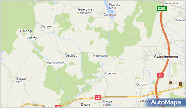 mapa Piotrowice gmina Święciechowa, Piotrowice gmina Święciechowa na mapie Targeo