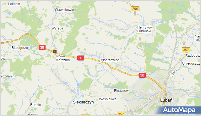 mapa Pisarzowice gmina Lubań, Pisarzowice gmina Lubań na mapie Targeo