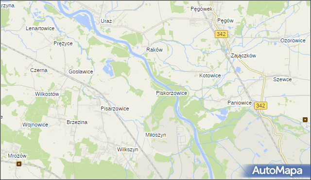 mapa Piskorzowice, Piskorzowice na mapie Targeo