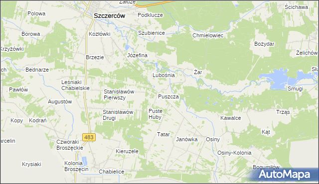 mapa Puszcza Osińska, Puszcza Osińska na mapie Targeo