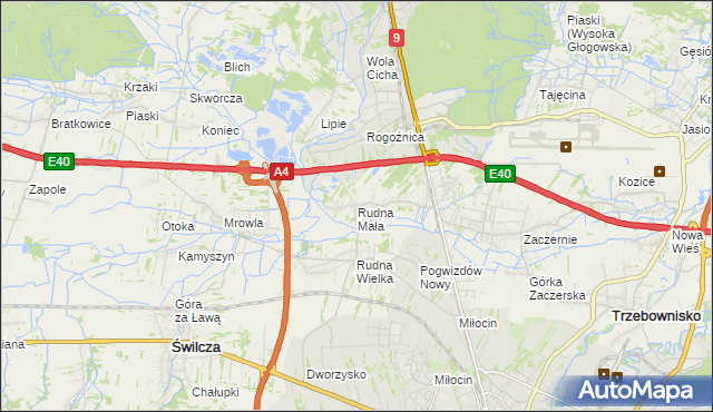 mapa Rudna Mała gmina Głogów Małopolski, Rudna Mała gmina Głogów Małopolski na mapie Targeo