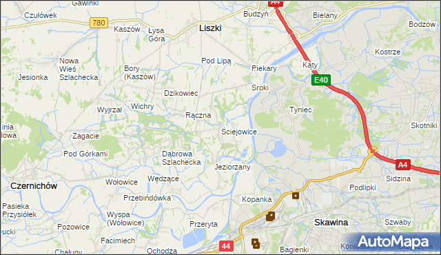 mapa Ściejowice, Ściejowice na mapie Targeo