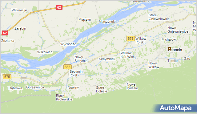 mapa Secyminek, Secyminek na mapie Targeo