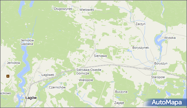 mapa Sieniawa gmina Łagów, Sieniawa gmina Łagów na mapie Targeo