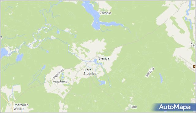 mapa Sienica gmina Kalisz Pomorski, Sienica gmina Kalisz Pomorski na mapie Targeo