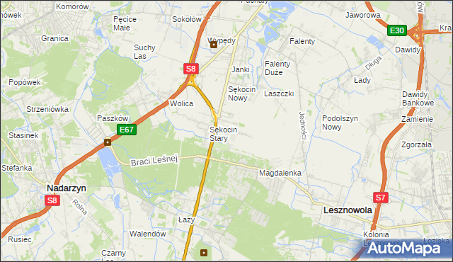 mapa Słomin gmina Raszyn, Słomin gmina Raszyn na mapie Targeo