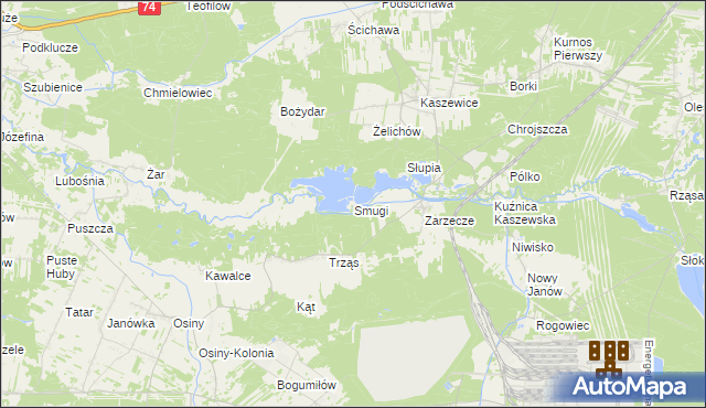 mapa Smugi gmina Kluki, Smugi gmina Kluki na mapie Targeo