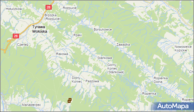 mapa Stańkowa gmina Ustrzyki Dolne, Stańkowa gmina Ustrzyki Dolne na mapie Targeo