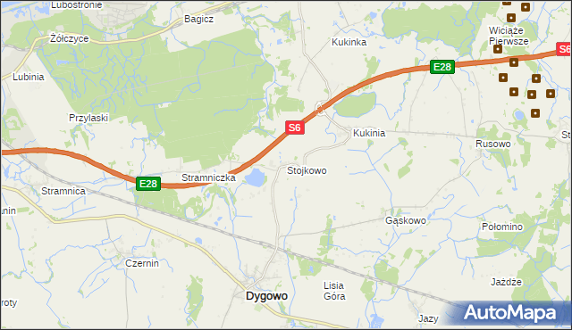 mapa Stojkowo, Stojkowo na mapie Targeo