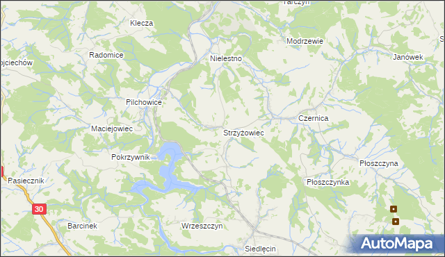 mapa Strzyżowiec gmina Wleń, Strzyżowiec gmina Wleń na mapie Targeo