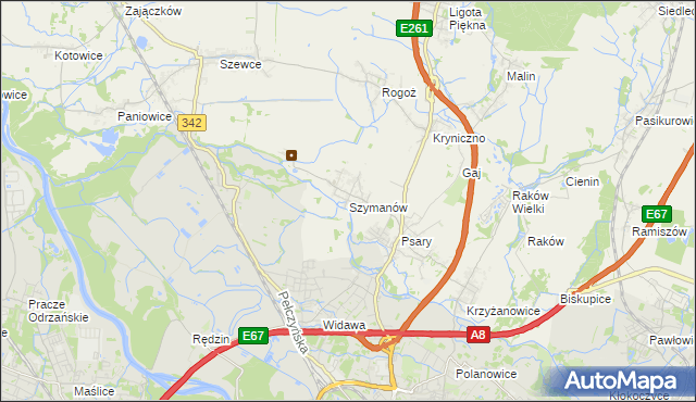 mapa Szymanów gmina Wisznia Mała, Szymanów gmina Wisznia Mała na mapie Targeo