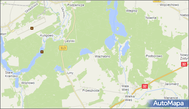 mapa Wąchabno, Wąchabno na mapie Targeo