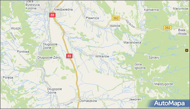 mapa Wilkanów, Wilkanów na mapie Targeo