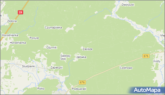 mapa Zacisze gmina Supraśl, Zacisze gmina Supraśl na mapie Targeo