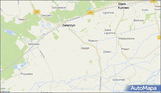 mapa Zagaje gmina Zwierzyn, Zagaje gmina Zwierzyn na mapie Targeo