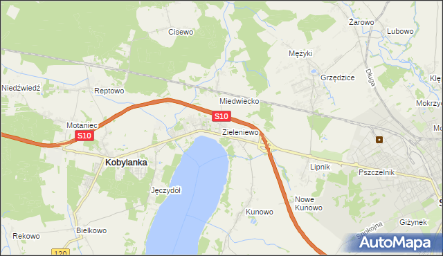 mapa Zieleniewo gmina Kobylanka, Zieleniewo gmina Kobylanka na mapie Targeo