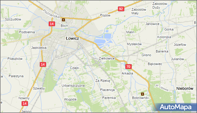 mapa Zielkowice, Zielkowice na mapie Targeo