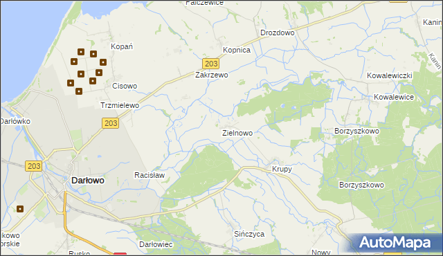 mapa Zielnowo gmina Darłowo, Zielnowo gmina Darłowo na mapie Targeo