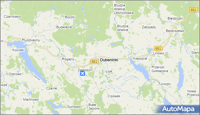 mapa Dubeninki, Dubeninki na mapie Targeo